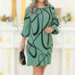 【S-4XL】🌺Rochie imprimată cu mânecă șapte sferturi și gât rotund-5