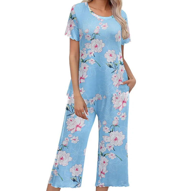 🌸2026 Reducere de 50%⏳Set de pijamale pentru femei cu top și pantaloni imprimați-8