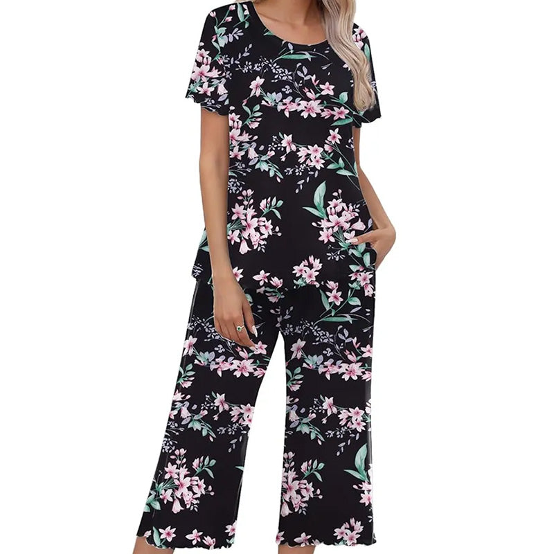 🌸2026 Reducere de 50%⏳Set de pijamale pentru femei cu top și pantaloni imprimați-12