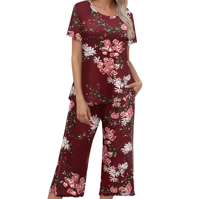 🌸2026 Reducere de 50%⏳Set de pijamale pentru femei cu top și pantaloni imprimați-15