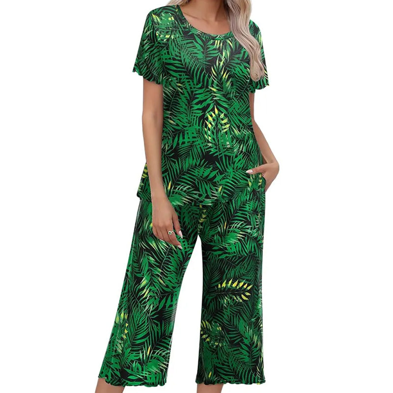 🌸2026 Reducere de 50%⏳Set de pijamale pentru femei cu top și pantaloni imprimați-6