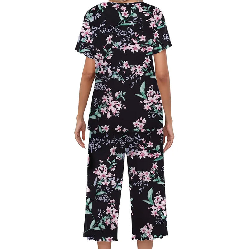 🌸2026 Reducere de 50%⏳Set de pijamale pentru femei cu top și pantaloni imprimați-18