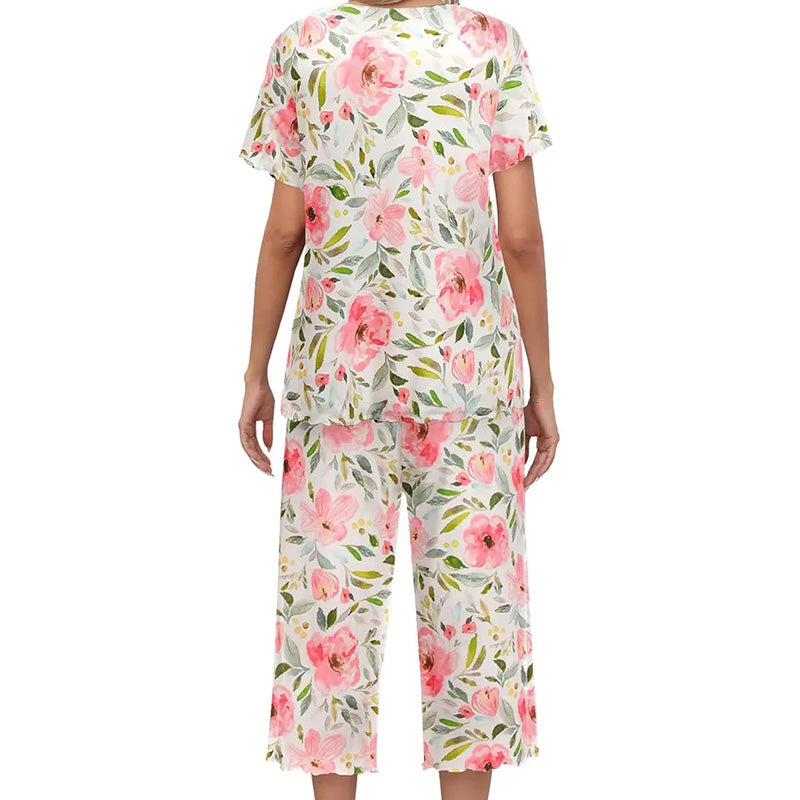 🌸2026 Reducere de 50%⏳Set de pijamale pentru femei cu top și pantaloni imprimați-11