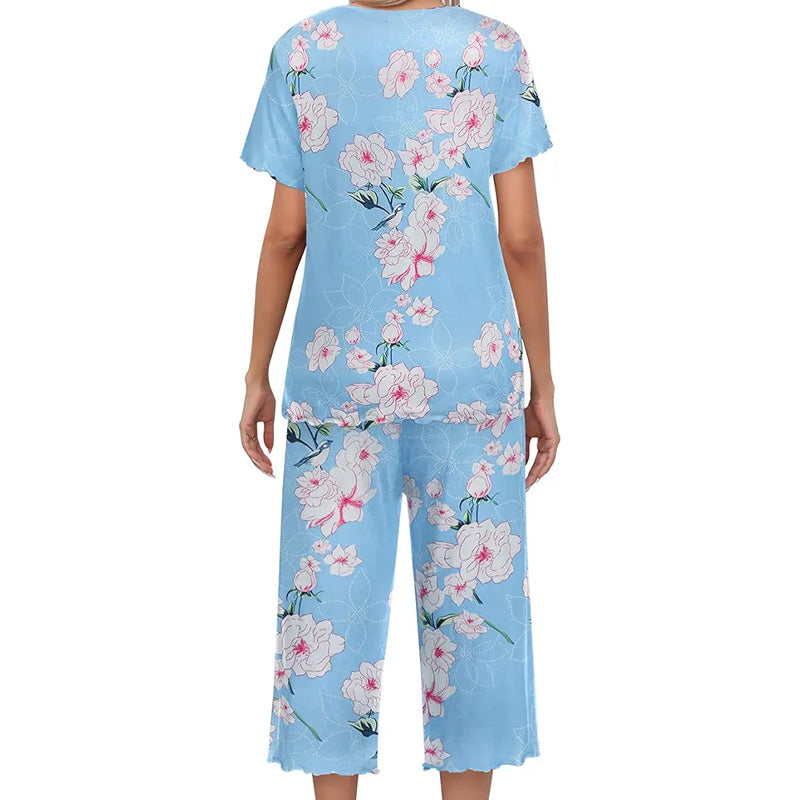 🌸2026 Reducere de 50%⏳Set de pijamale pentru femei cu top și pantaloni imprimați-13