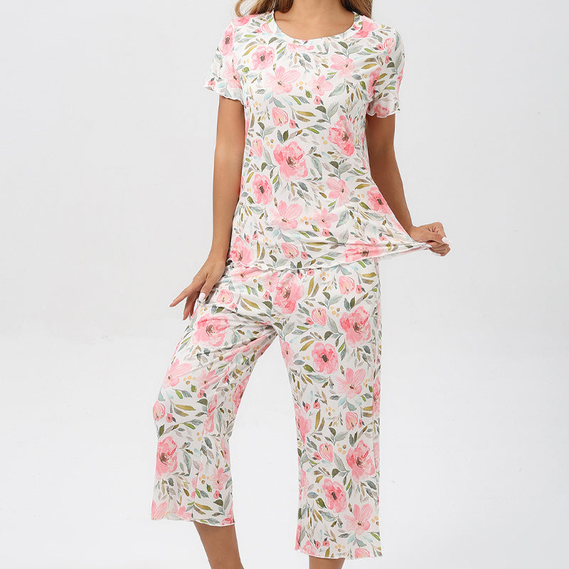 🌸2026 Reducere de 50%⏳Set de pijamale pentru femei cu top și pantaloni imprimați-10