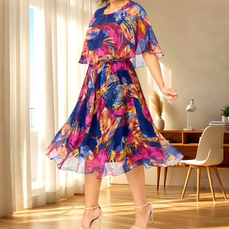 👗 Rochie feminină elegantă cu imprimeu floral 🌸| croială A-line