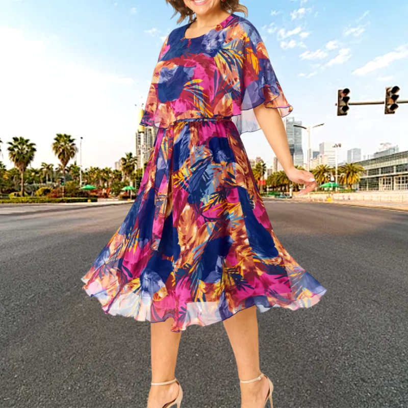 👗 Rochie feminină elegantă cu imprimeu floral 🌸| croială A-line-2