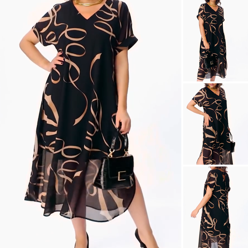 👗 Rochie vaporoasă elegantă cu decolteu în V