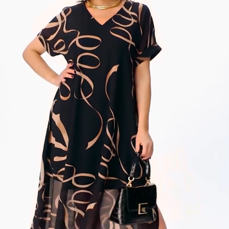 👗 Rochie vaporoasă elegantă cu decolteu în V-2