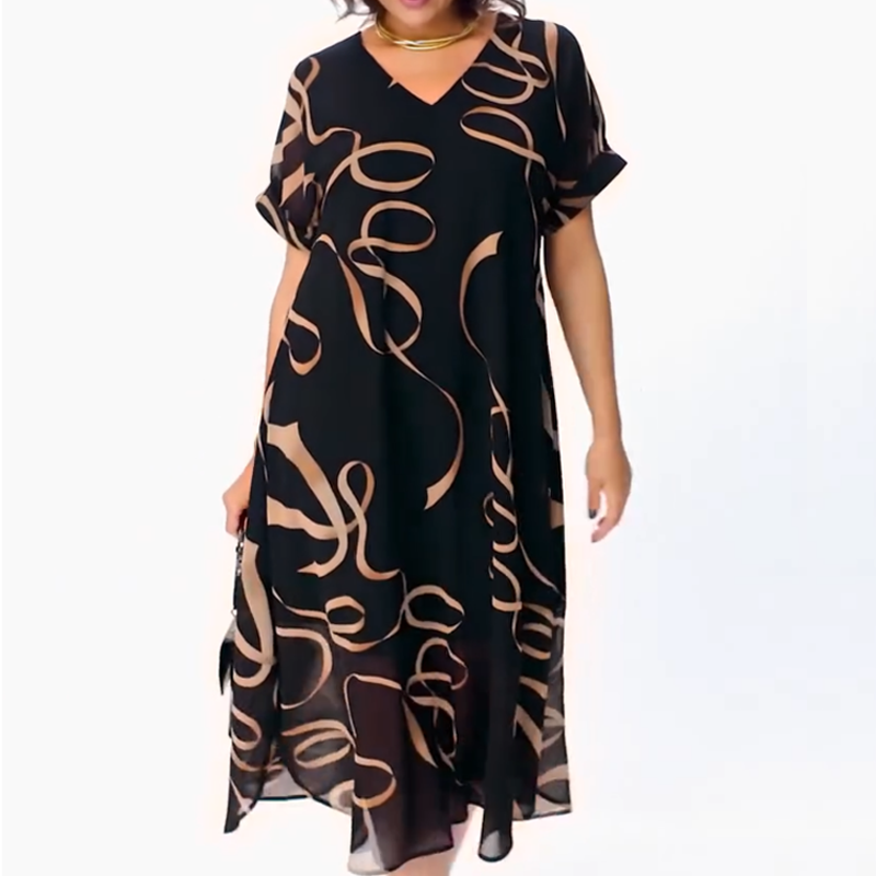 👗 Rochie vaporoasă elegantă cu decolteu în V-4
