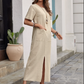 👗 Rochie lejeră din bumbac și in, cu guler rotund, pentru femei – ușoară, respirabilă și perfectă pentru ținutele casual de vară ✨🌿