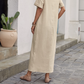 👗 Rochie lejeră din bumbac și in, cu guler rotund, pentru femei – ușoară, respirabilă și perfectă pentru ținutele casual de vară ✨🌿