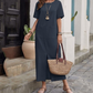 👗 Rochie lejeră din bumbac și in, cu guler rotund, pentru femei – ușoară, respirabilă și perfectă pentru ținutele casual de vară ✨🌿