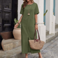 👗 Rochie lejeră din bumbac și in, cu guler rotund, pentru femei – ușoară, respirabilă și perfectă pentru ținutele casual de vară ✨🌿
