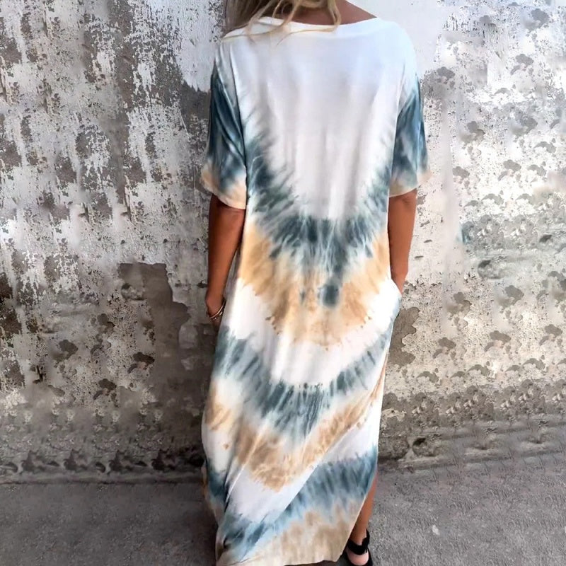 🎁 Rochie lungă cu decolteu în V cu imprimeu lejer-7