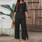 💖Top cu tiv neregulat pentru femei și pantaloni cu picior larg, set din două piese🔥-12