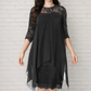 Rochie elegantă pentru femei cu tiv asimetric și suprapunere din dantelă🌺