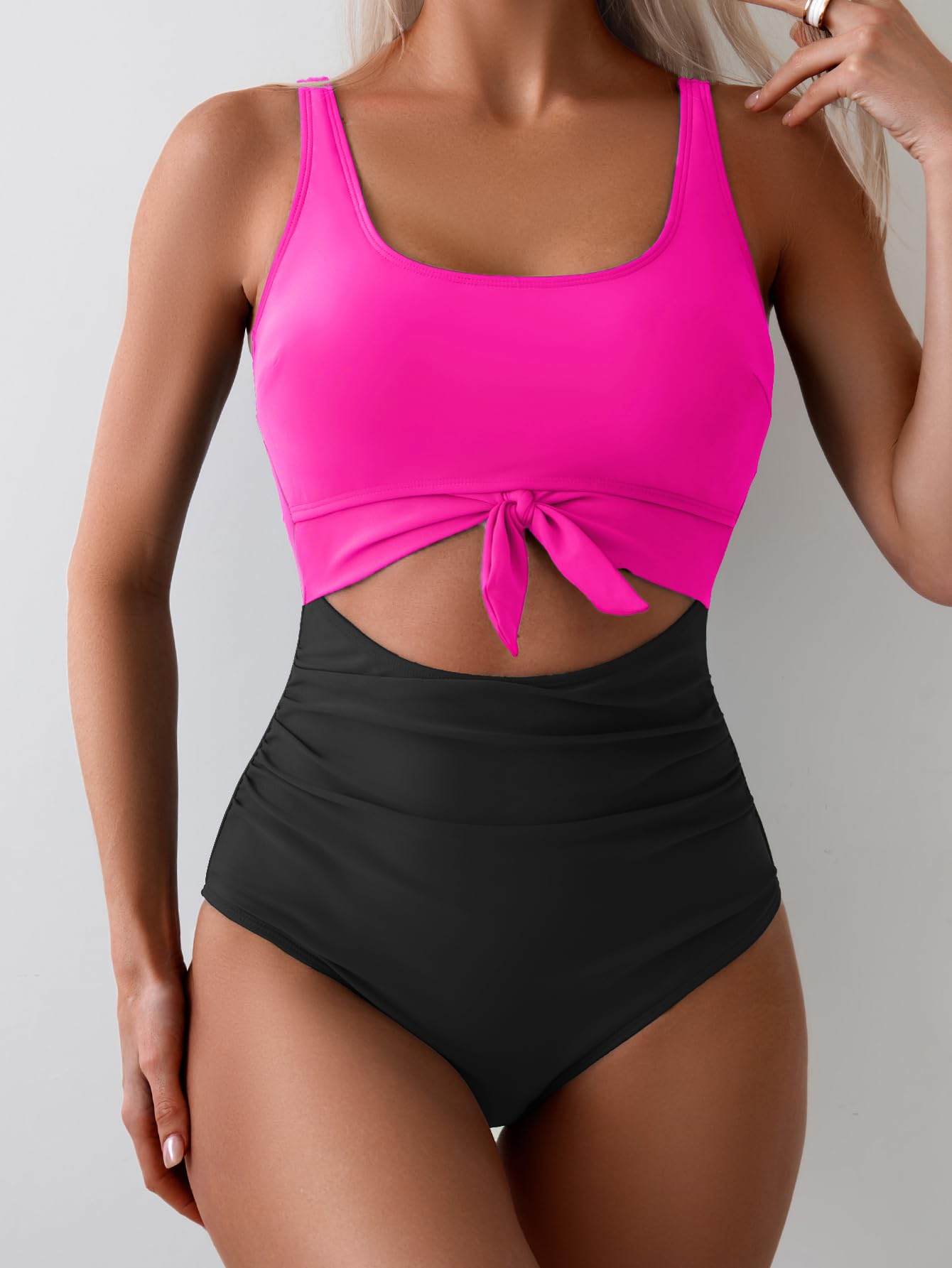 🥳2026 VÂNZARE DE SEZON🥳💞50K+ VÂNDUTE!👵🌊 50% REDUCERE! Costum de baie cu nod și volane – Control al abdomenului, nod elegant în față. Confortabil și avantajos pentru vacanțe. Simțiți-vă încrezătoare pe plajă. 🩱🌸-14