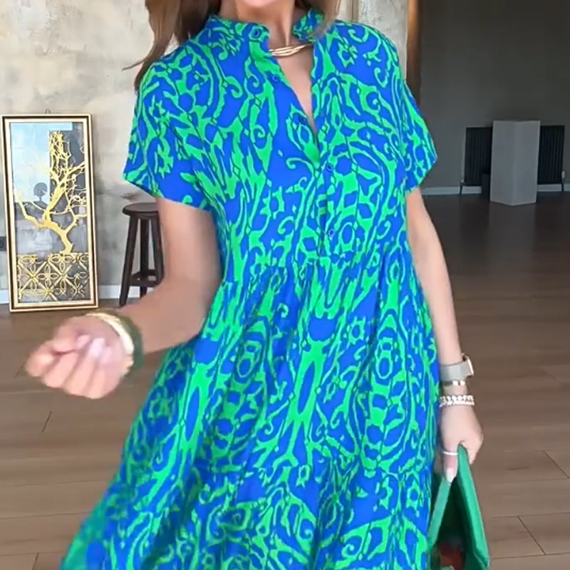 ⏰Ofertă specială limitată💃Rochie lungă casual pentru femei, cu imprimeu și croi în A-3