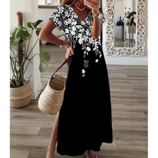 👗Rochie lungă cu imprimeu lejer