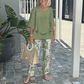 👗 Set pantaloni imprimați și top cu gât rotund