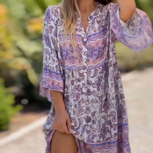 ✨Rochie florală cu decolteu în V pentru femei
