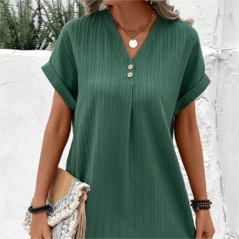 👗 Rochie cu mânecă scurtă și decolteu în V💞-7