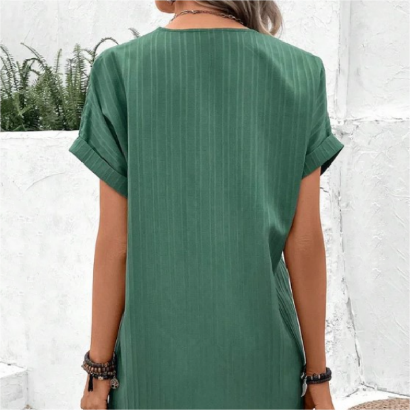👗 Rochie cu mânecă scurtă și decolteu în V💞-8