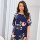 👗🌺Chiffon florale imprimare rotund gât rochie-1