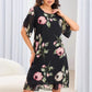 👗🌺Chiffon florale imprimare rotund gât rochie-2
