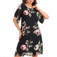👗🌺Chiffon florale imprimare rotund gât rochie-5