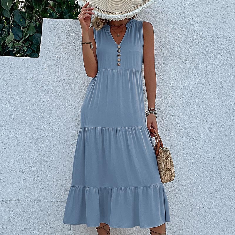 😍Rochie modernă cu nasturi în față❣️-3