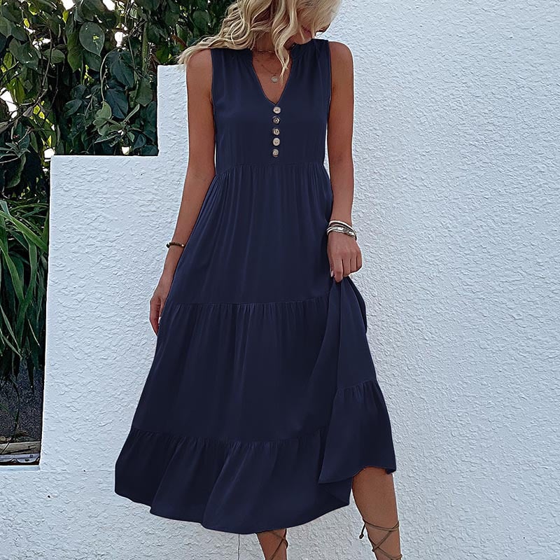 😍Rochie modernă cu nasturi în față❣️-8