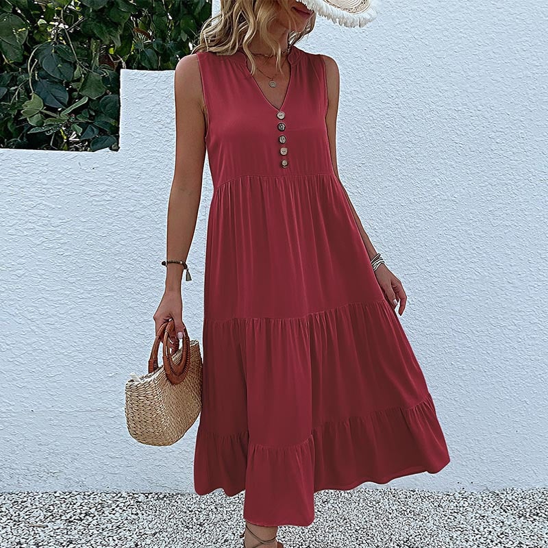 😍Rochie modernă cu nasturi în față❣️-5