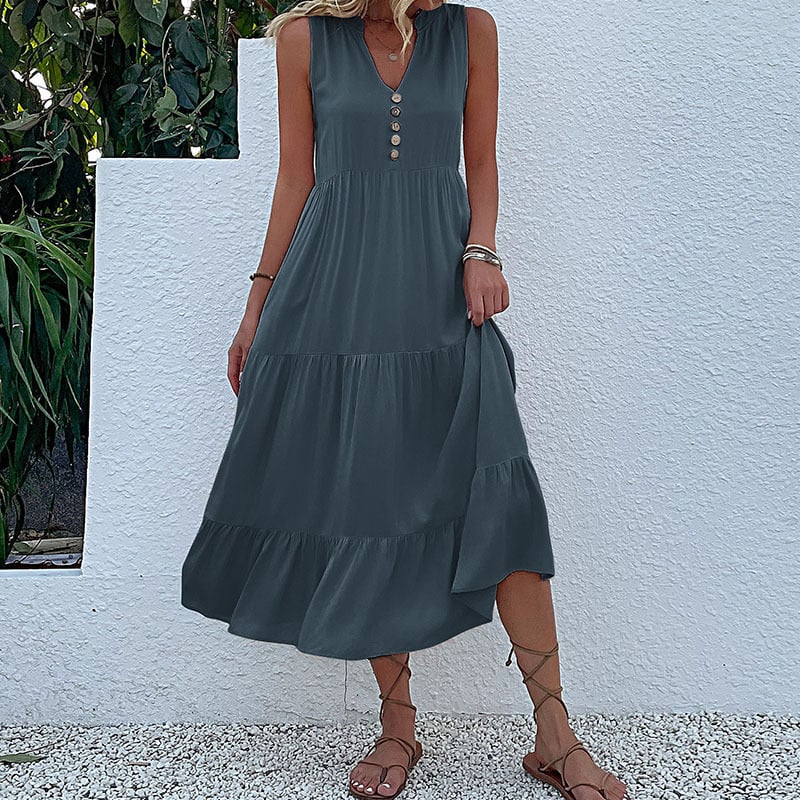 😍Rochie modernă cu nasturi în față❣️-4