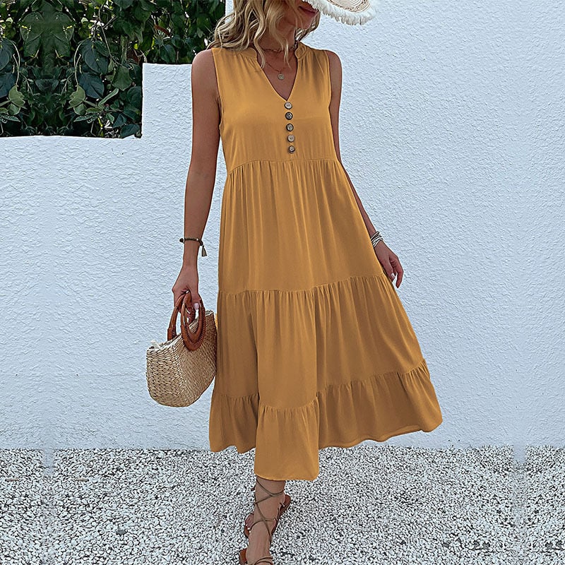 😍Rochie modernă cu nasturi în față❣️-13