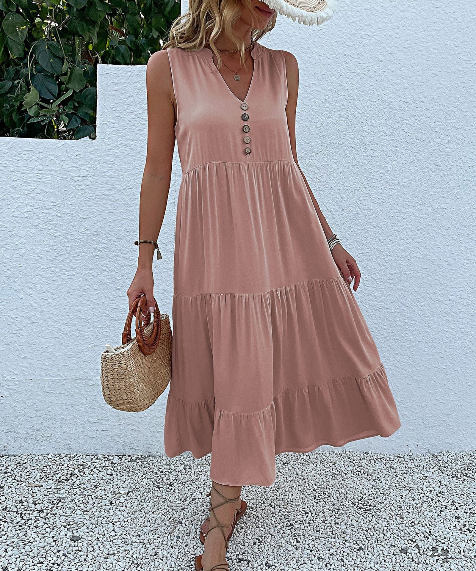 😍Rochie modernă cu nasturi în față❣️-10