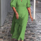 🎉Rochie de culoare solidă din bumbac și in👗-2