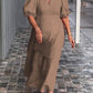 🎉Rochie de culoare solidă din bumbac și in👗-4
