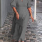 🎉Rochie de culoare solidă din bumbac și in👗-5