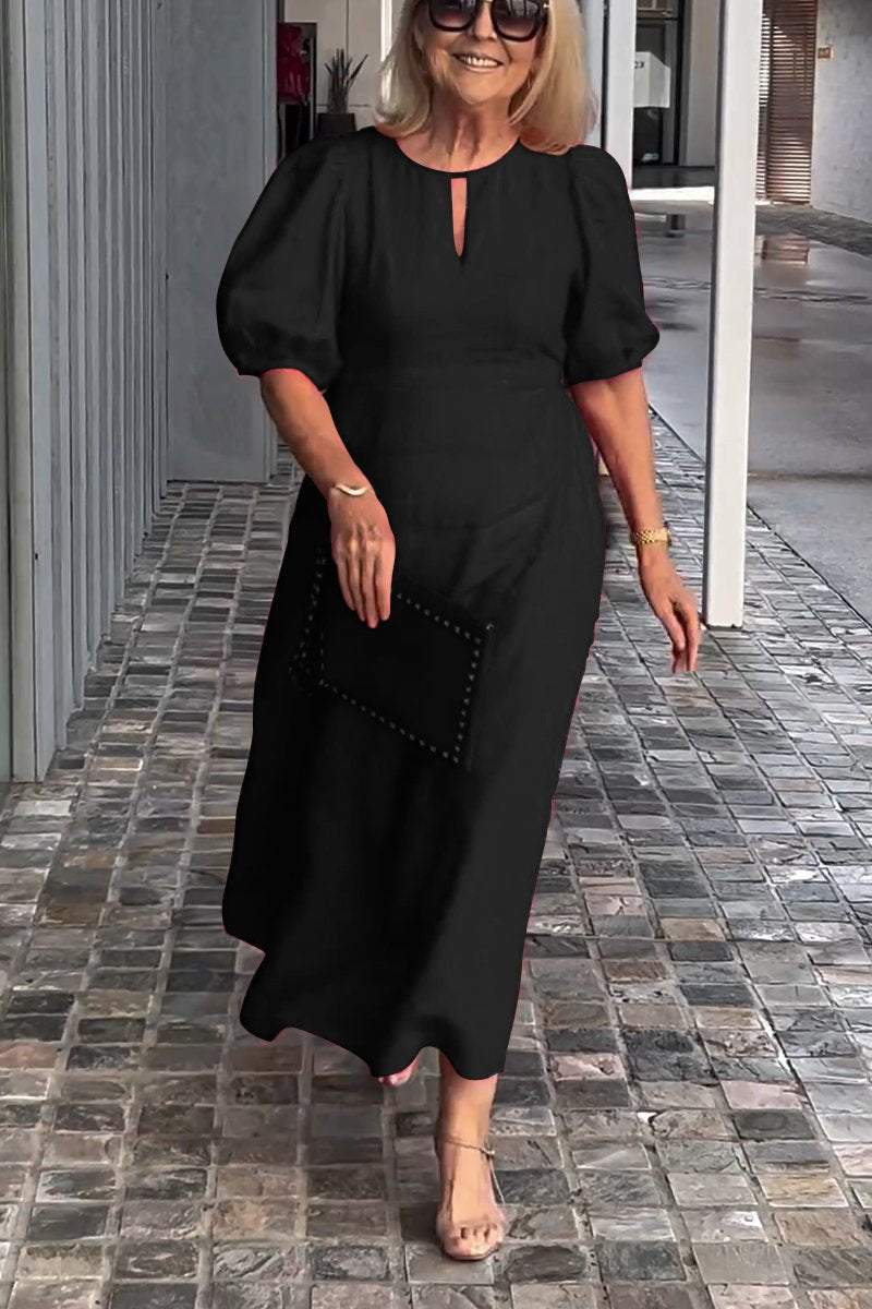 🎉Rochie de culoare solidă din bumbac și in👗-18