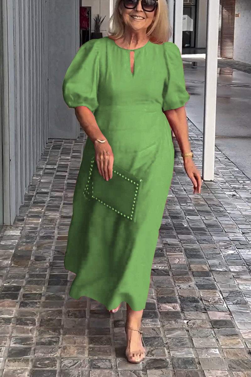🎉Rochie de culoare solidă din bumbac și in👗-20