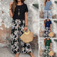 🏆HOT SALE 45% OFF🔥Women's Casual Floral Print Wide Leg Trousers and Short Sleeve Top Set