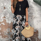 🏆HOT SALE 45% OFF🔥Women's Casual Floral Print Wide Leg Trousers and Short Sleeve Top Set