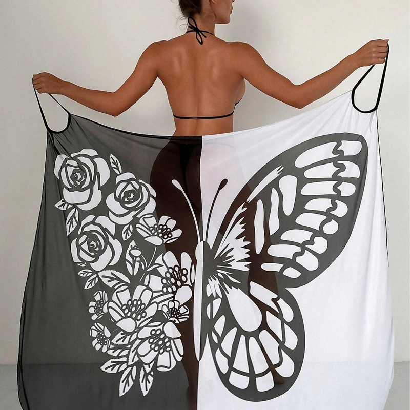🌞👙Pătură costum de baie pentru femei cu fluture💃