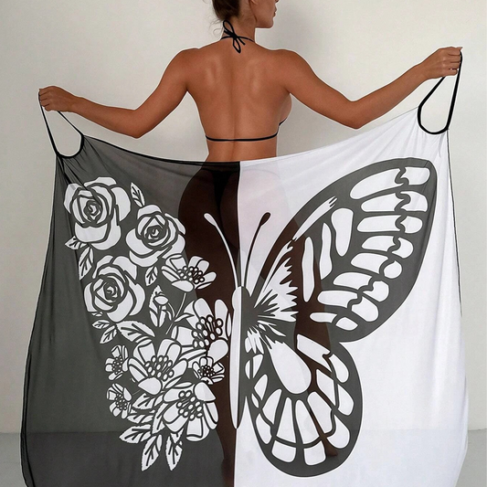🌞👙Pătură costum de baie pentru femei cu fluture💃