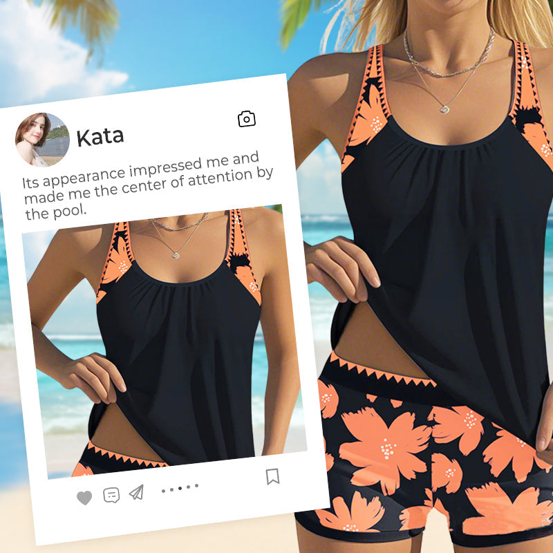 Set costum de baie 2 piese cu maiou și pantaloni scurți imprimate pentru femei-8
