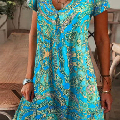 Rochie lungă elegantă cu imprimeu floral și decolteu în V pentru femei