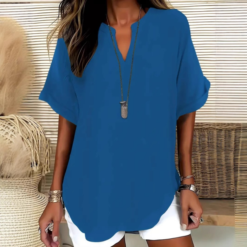 ⏰️Ofertă limitată: 20% reducere🎊🌸Bluză elegantă, lejeră, cu mâneci scurte, în culori uni-1