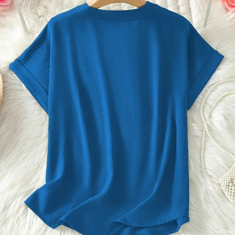 ⏰️Ofertă limitată: 20% reducere🎊🌸Bluză elegantă, lejeră, cu mâneci scurte, în culori uni-6